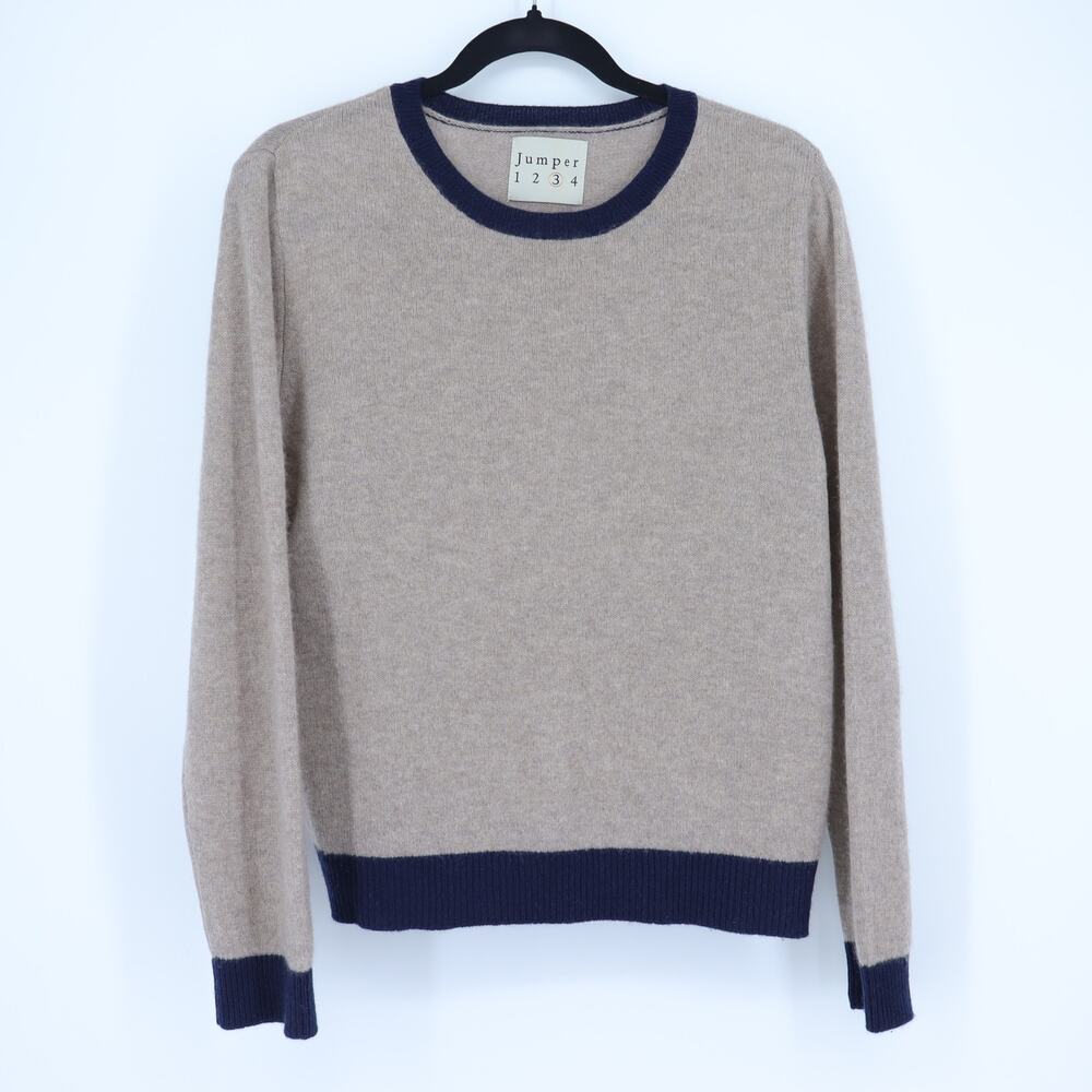 Jumper 1234 Cashmere Lurex Trim Pullover Sweater Crew Neck Women's 3/US 8
